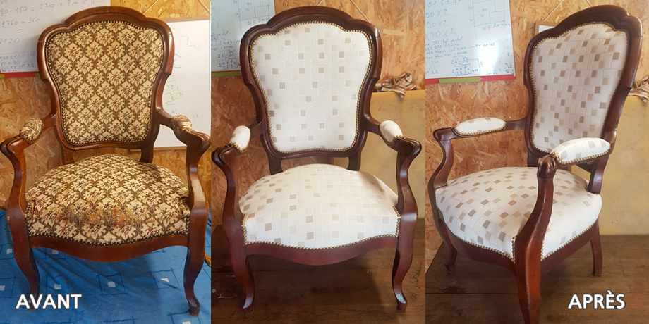 Fauteuil Voltaire rénové par NF Tapissier